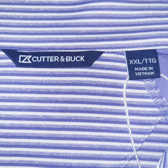 NWT Cutter & Buck Forge Half-Zip Stripe Top Size XXL Hyacinth White Golf Tennis - Picture 7 of 10